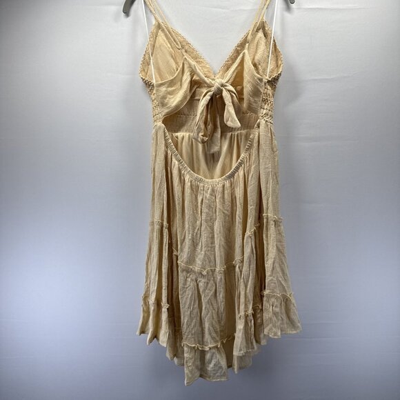 Y2K Babydoll Tiered Bohemian Lined Dress Size Large Strappy Adj Ruffled Short - Picture 6 of 9